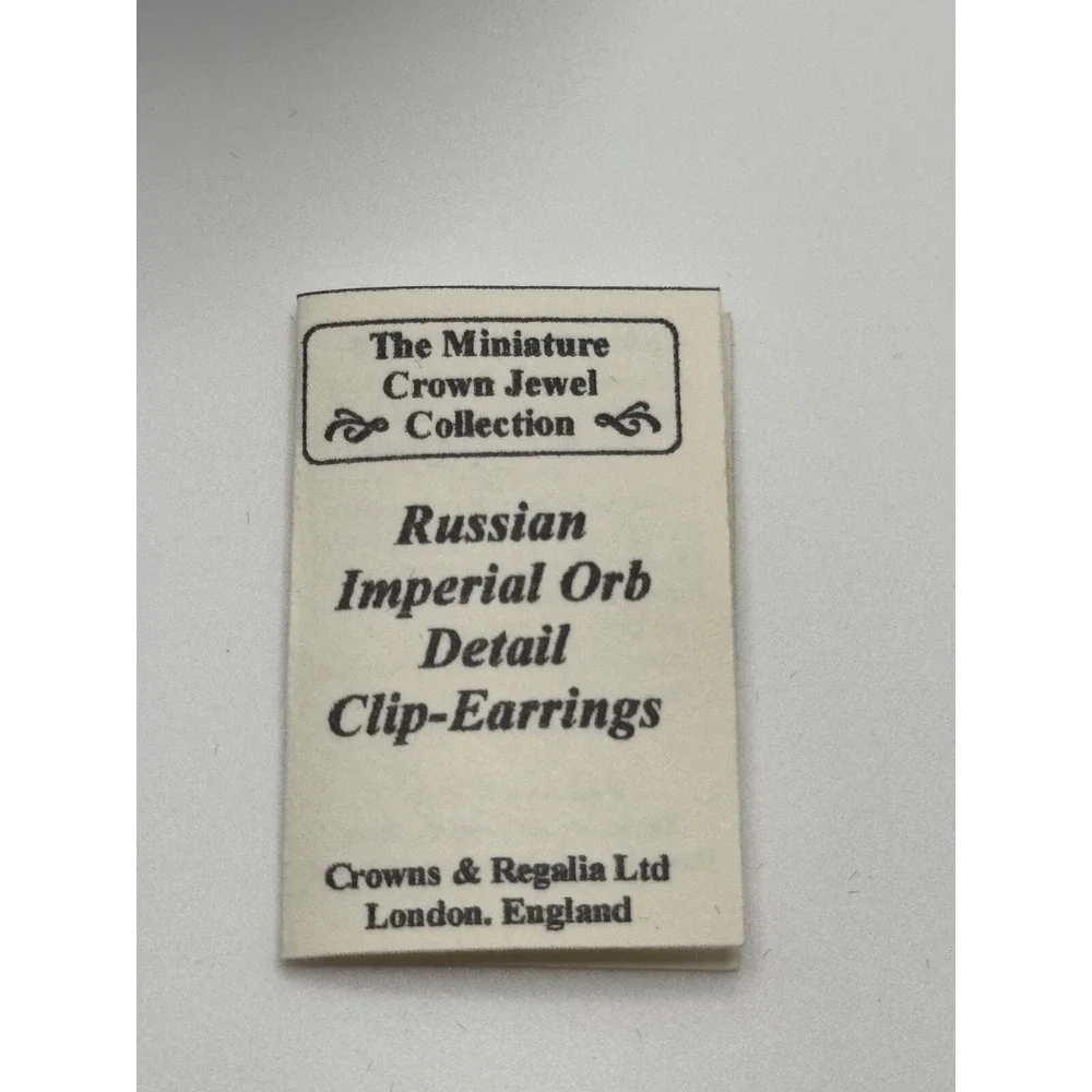 The‎ Miniature Crown Jewel Collection Russian Imperial Orb Detail Clip Earrings - Picture 8 of 11